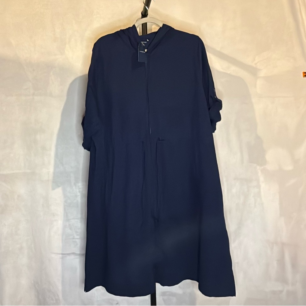 Lands’ End Navy Blue Hooded Tunic Dress Women’s 3XL NWT